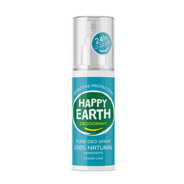 Happy Earth Pure deodorant spray cedar lime (100 Milliliter)