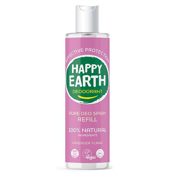 Happy Earth Pure deodorant spray lavender ylang refill (300 Milliliter)