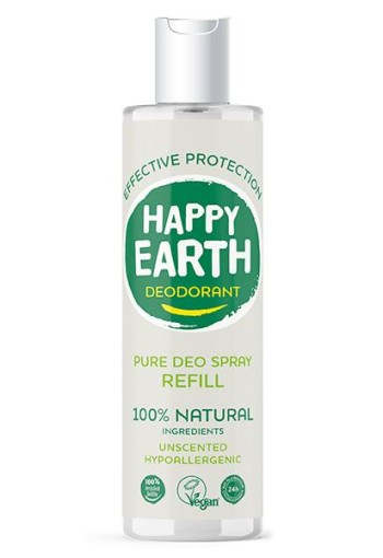 Happy Earth Pure deodorant spray unscented refill (300 Milliliter)