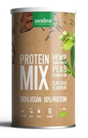 Purasana Protein mix pea sunflower hemp cacao vegan bio (400 Gram)