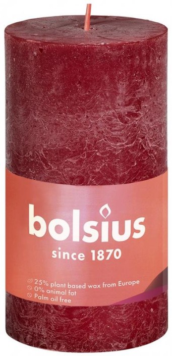 Bolsius Rustiekkaars shine 100/50 velvet red (1 Stuks)