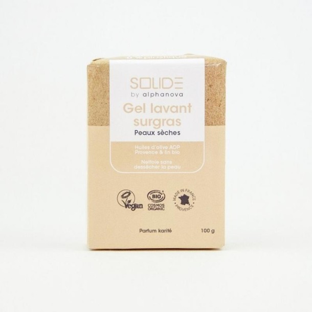 Alphanova Solide Cleansing bar bio gel droge huid sheabutter (100 Gram)