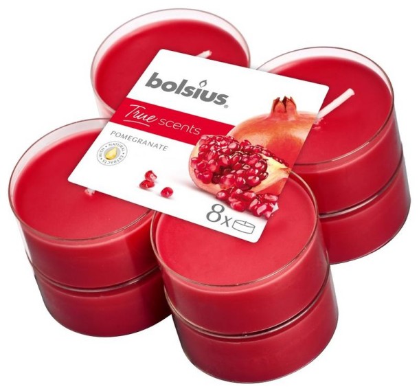 Bolsius True Scents maxilicht pomegranate (8 Stuks)