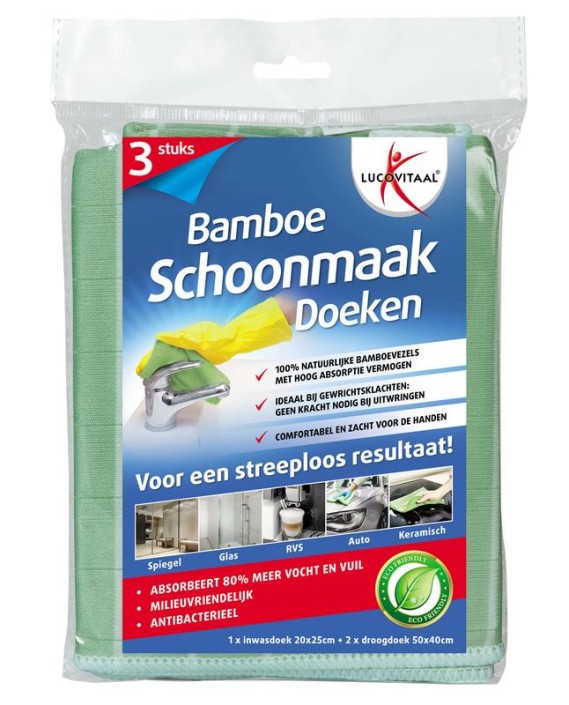 Lucovitaal Bamboe schoonmaakdoek (3 Stuks)