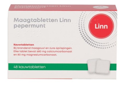Linn Maagtabletten pepermunt (48 Kauwtabletten)