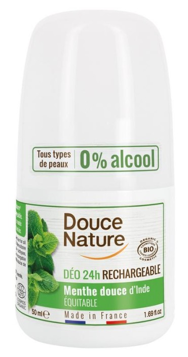 Douce Nature Deodorant roll on mint hervulbaar (50 Gram)