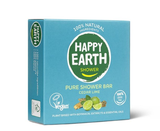 Happy Earth Shower bar cedar lime (90 Gram)