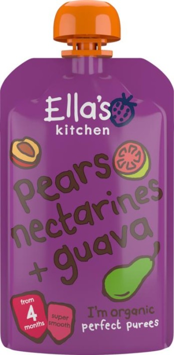 Ella's Kitchen Pears nectarines & guava 4+ knijpzakje bio (120 Gram)