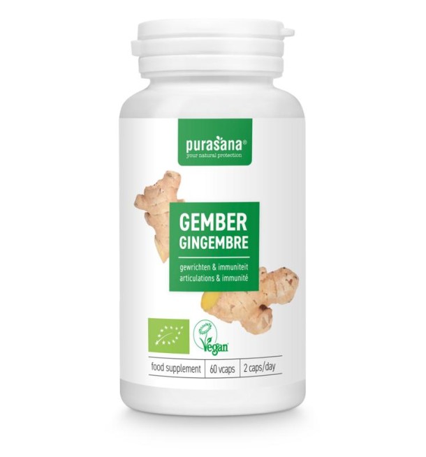 Purasana Gember vegan bio (60 Vegetarische capsules)