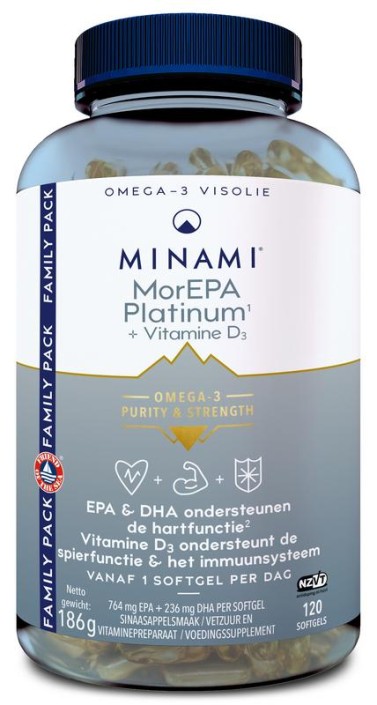 Minami MorEPA platinum + vitamine D3 (120 Softgels)