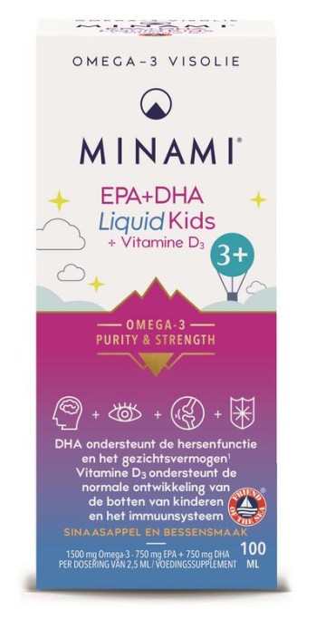 Minami EPA+DHA liquid kids + vitamine D3 (100 Milliliter)