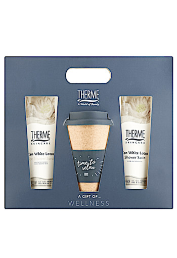 Therme Zen White Lotus Shower Scrub Met Koffie-Thee Beker Geschenkset