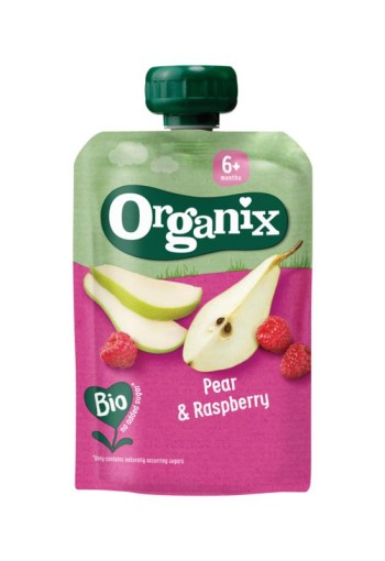 Organix Knijpfruit peer en framboos 6 maanden bio (100 Gram)