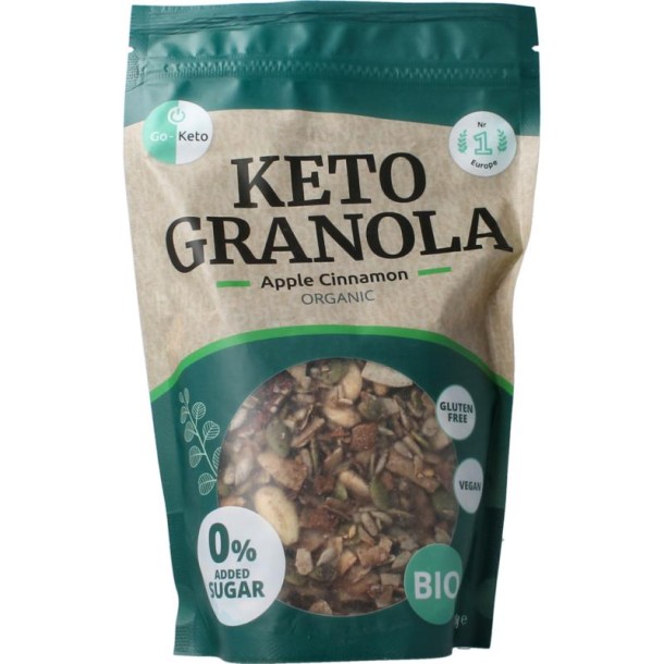 Go-Keto Granola appel kaneel bio keto koolhydraatarm gluvr (290 Gram)