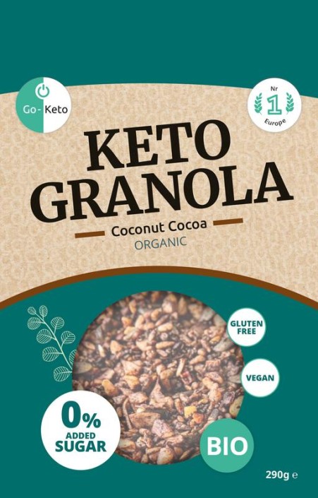 Go-Keto Granola kokos chocolade bio keto koolhydr arm gv (290 Gram)