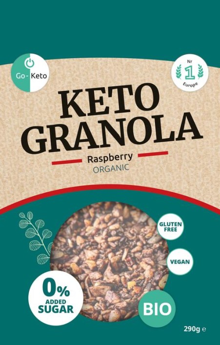 Go-Keto Granola framboos bio keto koolhydraatarm glutenvr (290 Gram)
