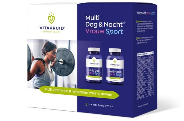 Vitakruid Multi Dag & Nacht Vrouw Sport 100% Vegan 2 x 90 (180 Tabletten)