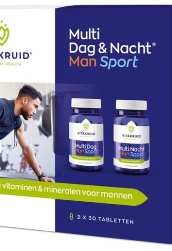 Vitakruid Multi Dag & Nacht Man Sport 100% Vegan 2 x 30 (60 Tabletten)