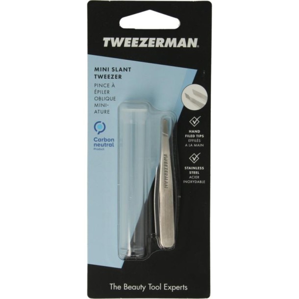 Tweezerman Mini slant tweezer klassiek stainless steel (1 Stuks)