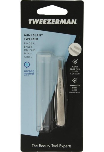 Tweezerman Mini slant tweezer klassiek stainless steel (1 Stuks)