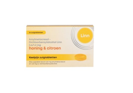 Linn Keelpijn honing & citroen (24 Zuigtabletten)