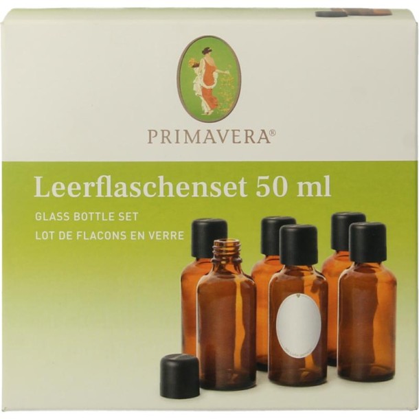 Primavera Lege flessen set 6x50ml schenkdop bruin glas (1 Set)