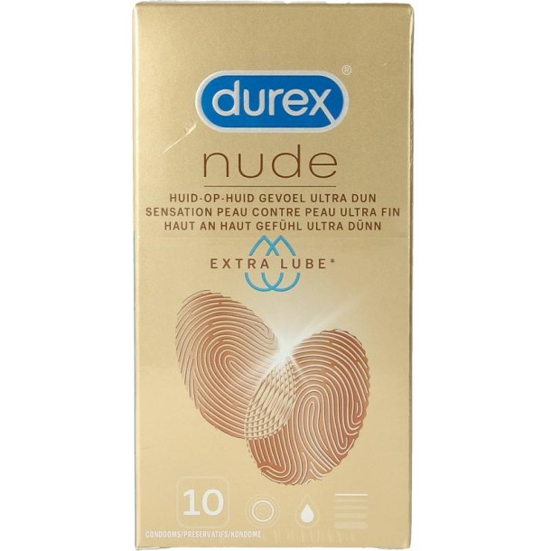 Durex Nude extra lube condooms (10 Stuks)