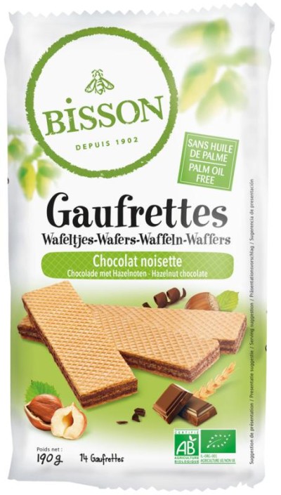 Bisson Wafels choco hazelnoot bio (200 Gram)