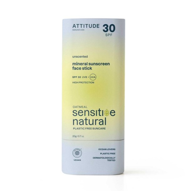 Attitude Sunly gezichtszonnebrandstick SPF30 gevoelige huid (20 Gram)