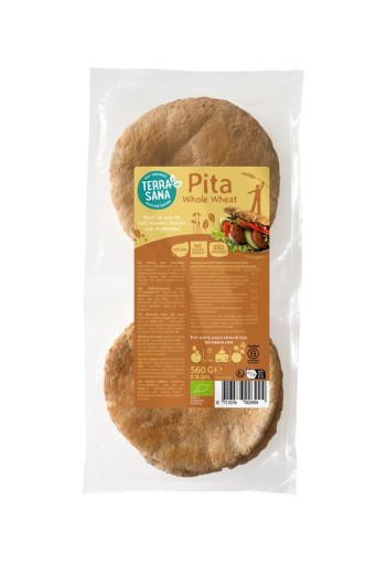 Terrasana Pitabroodjes volkoren 8 stuks bio (560 Gram)