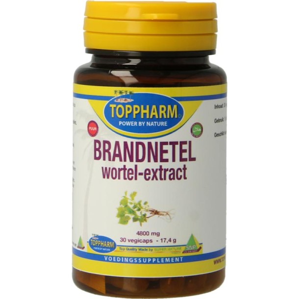 Toppharm Brandnetel wortel extract puur 4800mg (30 Vegetarische capsules)