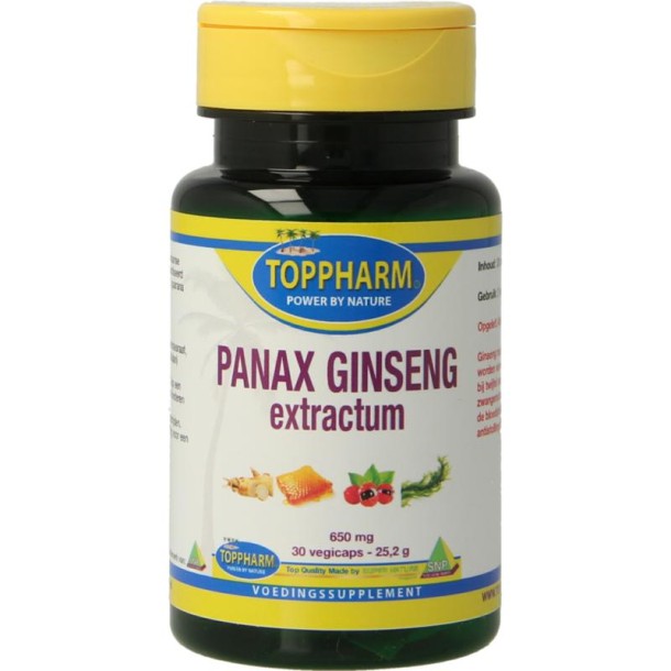 Toppharm Panax ginseng extractum 650mg (30 Vegetarische capsules)