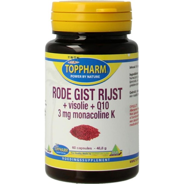 Toppharm Rode gist rijst + visolie + Q10 (60 Capsules)