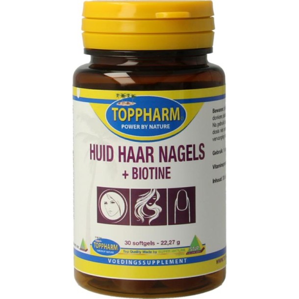 Toppharm Huid haar nagels + biotine (30 Softgels)