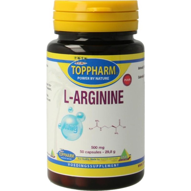 Toppharm L-Arginine 500mg puur (50 Capsules)