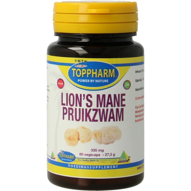 Toppharm Lions mane pruikzwam 335mg puur (60 Vegetarische capsules)