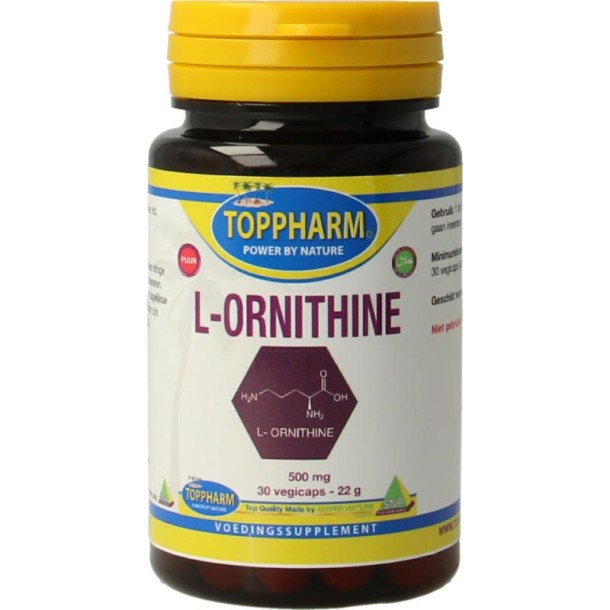 Toppharm L-Ornithine puur (30 Vegetarische capsules)