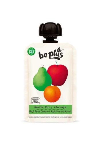 Beplus Knijpfruit 100% apple pear apricot bio (100 Gram)