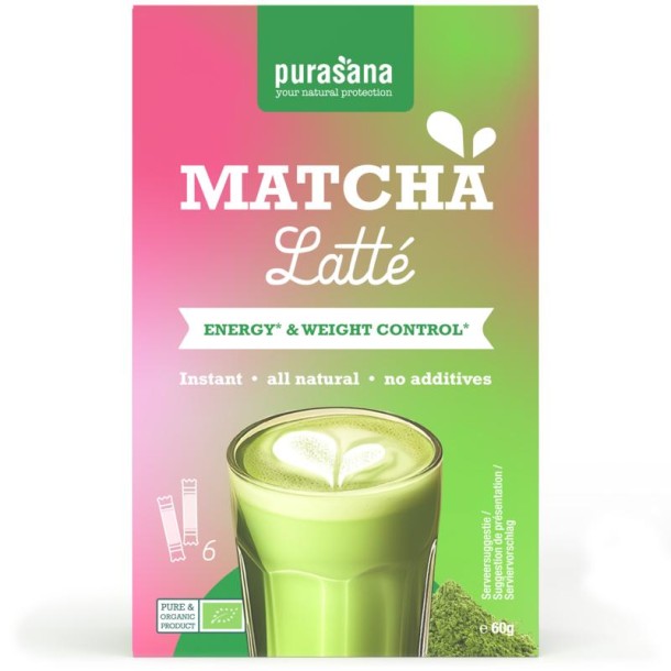 Purasana Instant matcha latte 6x10g bio (60 Gram)