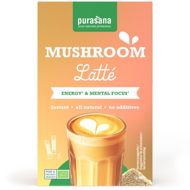 Purasana Instant mushroom latte 6x10g bio (60 Gram)