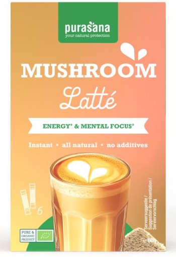 Purasana Instant mushroom latte 6x10g bio (60 Gram)