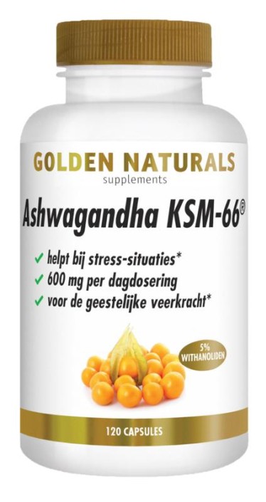 Golden Naturals Ashwagandha KSM-66 (120 Vegetarische capsules)
