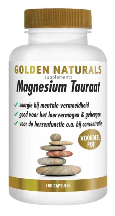 Golden Naturals Magnesium tauraat (180 Vegetarische capsules)