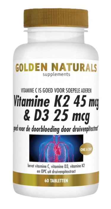 Golden Naturals Vitamine K2 45mcg & D3 25mcg (60 Tabletten)