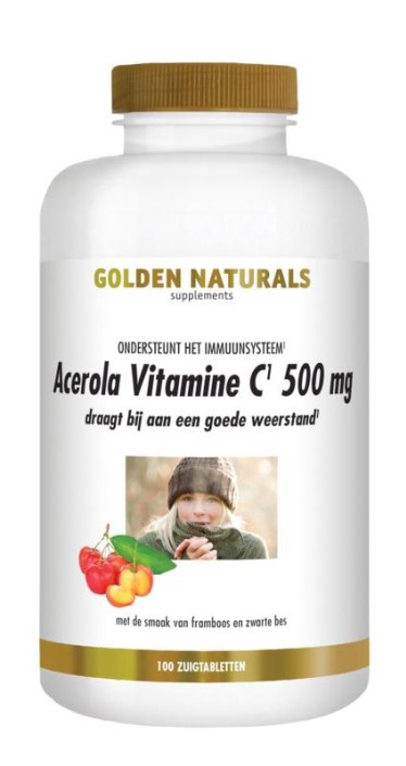Golden Naturals Acerola vitamine C 500mg (100 Zuigtabletten)
