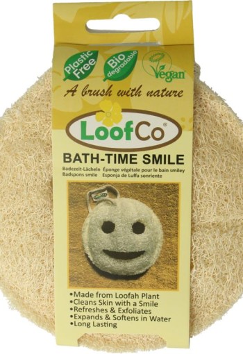 Loofco Douche en bad spons smiley bio (1 Stuks)