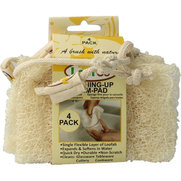 Loofco Schoonmaakspons loofah dun bio (4 Stuks)