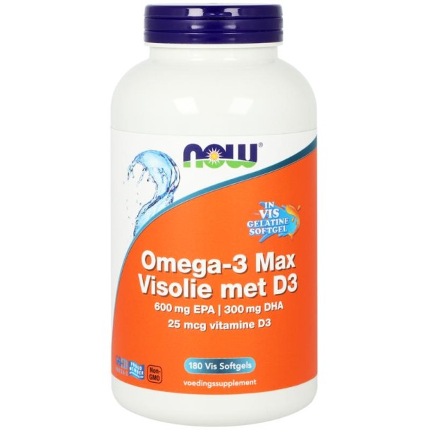 NOW Omega 3 max visolie D3 EPA DHA (180 Softgels)