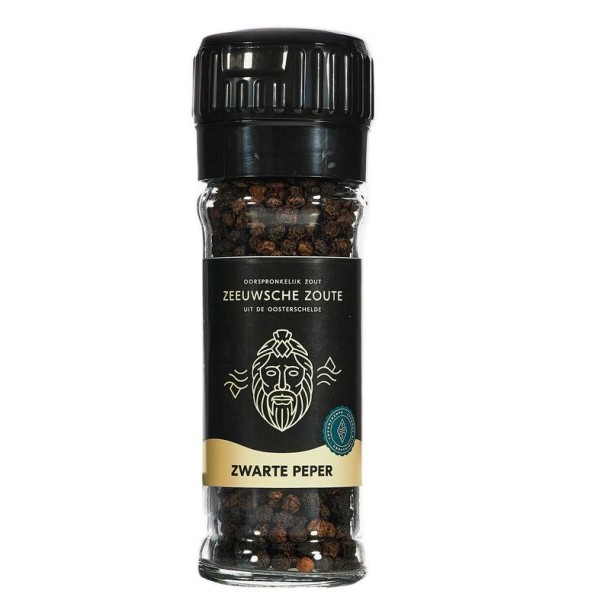 Zeeuwsche Zoute Pepermolen zwarte peper bio (45 Gram)