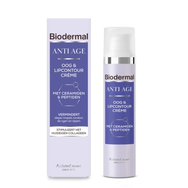 Biodermal Anti age oog- en lipcontour creme (15 Milliliter)